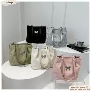 Túi Đeo Vai CPINCP, Túi Tote Da PU Màu Trơn, Thời Trang Với Họa Tiết Bướm Túi Xách Dây Kéo Dung Tích Lớn Cho Nữ Bé Gái