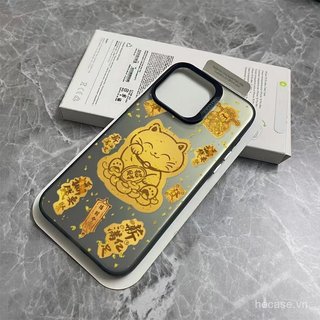 Ốp Điện Thoại Silicon Cứng Vàng Lucky Cat Pattern Thích Hợp Cho iPhone 15promax 15 16promax 16 17 promax xr xs 12promax ip 11 12 13 14 pro max Ốp Chống Sốc