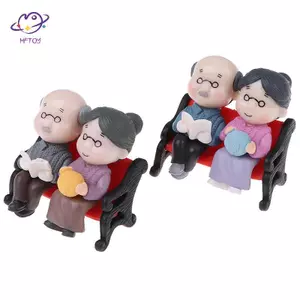 HFTOY 1 Bộ Nhà Búp Bê Thu Nhỏ Vườn Micro Phong Cảnh Ông Bà Các Bức Tượng Trang Trí ~