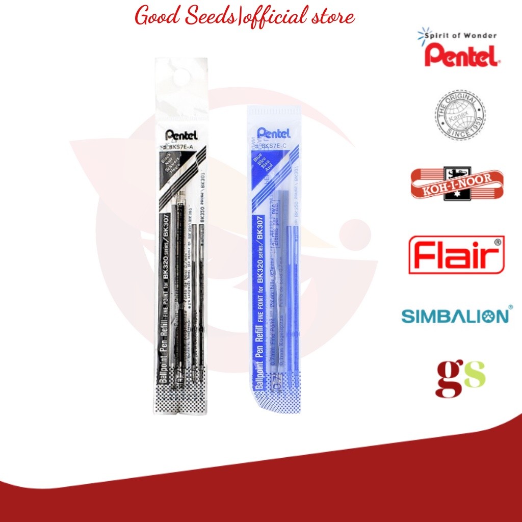 Ngòi bút Pentel BKS7E 0.7mm ruột bút bi thay thế cho bút BK250, mực xanh/đen trơn mượt