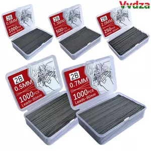 VVDZA 250 / 500 / 1000 CÁI Đổ bút chì tự động, Chì bút chì cơ khí than chì màu đen, Thay thế sáng tạo 0,5 / 0,7 / 0,9 / 1.3 / 2.0mm Bút chì cơ học có thể xóa được Phụ kiện viết lại