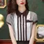 Áo sơ mi voan sọc kiểu Pháp dành cho nữ Mùa hè Phong cách mới Thời trang Giảm tuổi Áo ngắn tay độc đáo T526 #