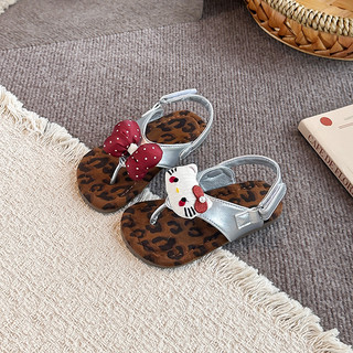 Dép Bé Gái Hello Kitty Da Báo In Trẻ Em Giày Trơn Màu Đa Năng Thoáng Khí Mùa Hè 2026 Mới Trẻ Em Xăng đan Mũi Mở Đáy Mềm