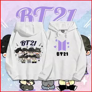 YB1 BTS BT21 RM Jin SUGA / Agust D Áo Hoodie KPOP Áo Unisex Dài Tay Top BY1