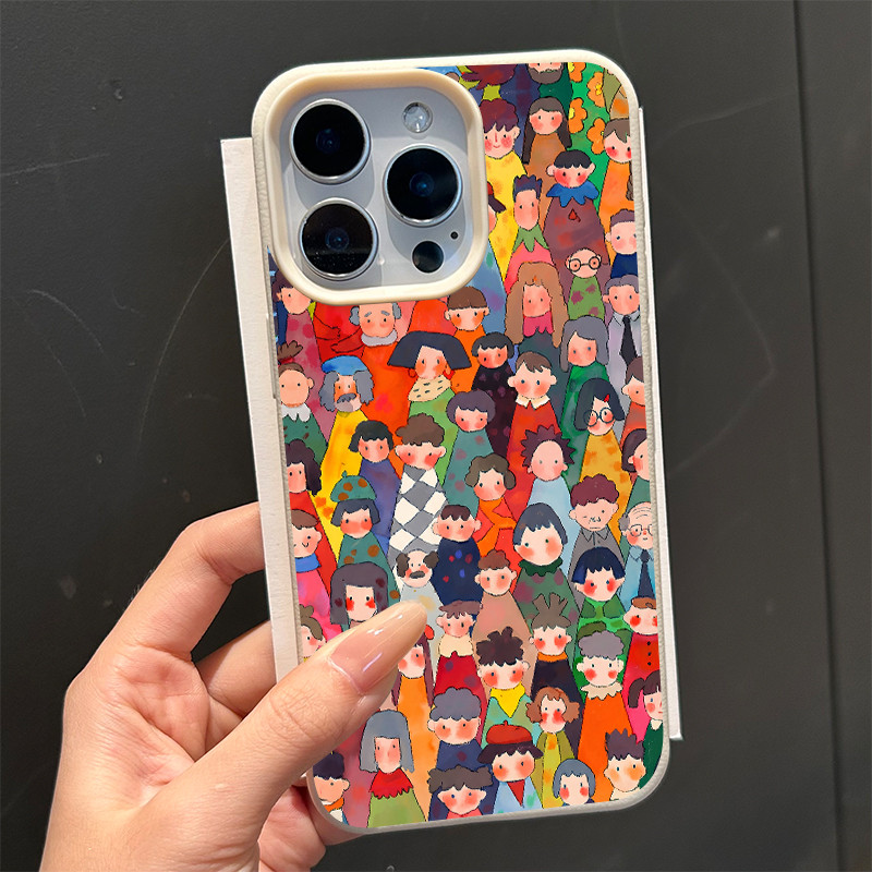 Ốp lưng cho iPhone 17 16 Pro Max 15 14 13 12 11 Đám đông khuôn mặt dễ thương
