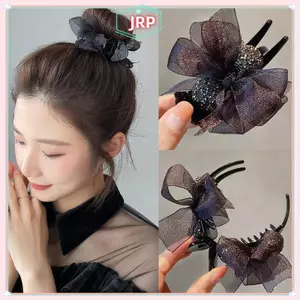 JRP Kim Cương Giả Nơ Tóc Vuốt Kẹp Dành Cho Nữ Đầu Thịt Viên Cố Định Tạo Kiểu Tóc Dụng Cụ Kẹp Tóc Phụ Kiện Tóc Đuôi Ngựa Kẹp JRP