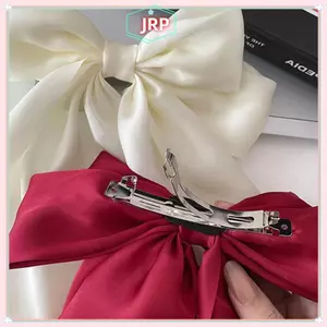 JRP Nơ Ruy Băng Kẹp Tóc Mũ Đơn Giản Thanh Lịch Satin Mùa Xuân Kẹp Tóc Cố Định Kẹp Tóc Retro Đảng Mũ Đội Đầu Phụ Kiện Tóc Đỏ JRP