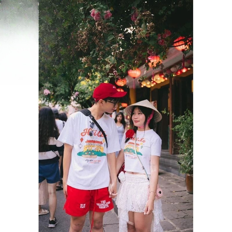 （Giao hàng 24h）Angela Áo Thun Huế Du Lịch Cotton Tay Lỡ Unisex, Áo Phông Việt Nam Nam Nữ, Mùa Hè,Form Rộng Oversize