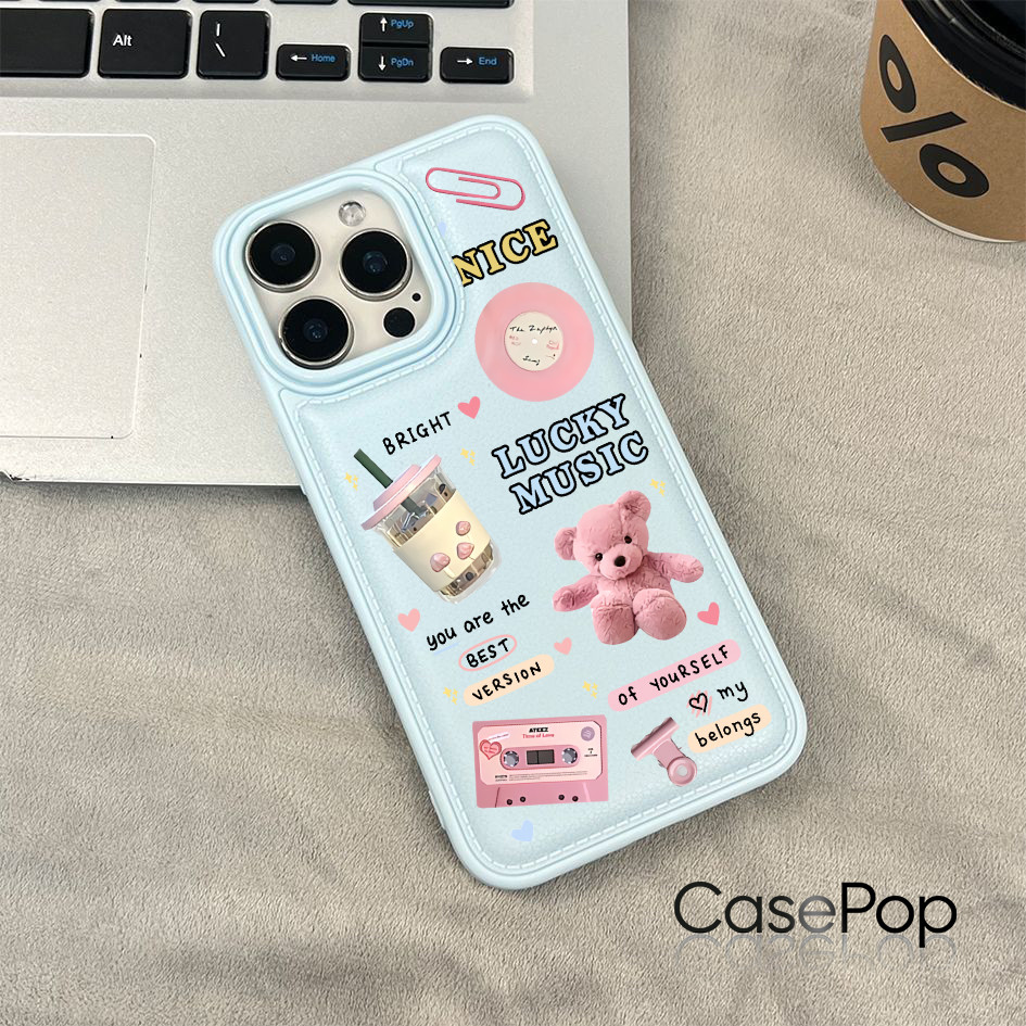 Ốp điện thoại cho iPhone 17/16 Pro Max 15/14/13/12/11; Họa tiết ghép ảnh màu hồng dễ thương