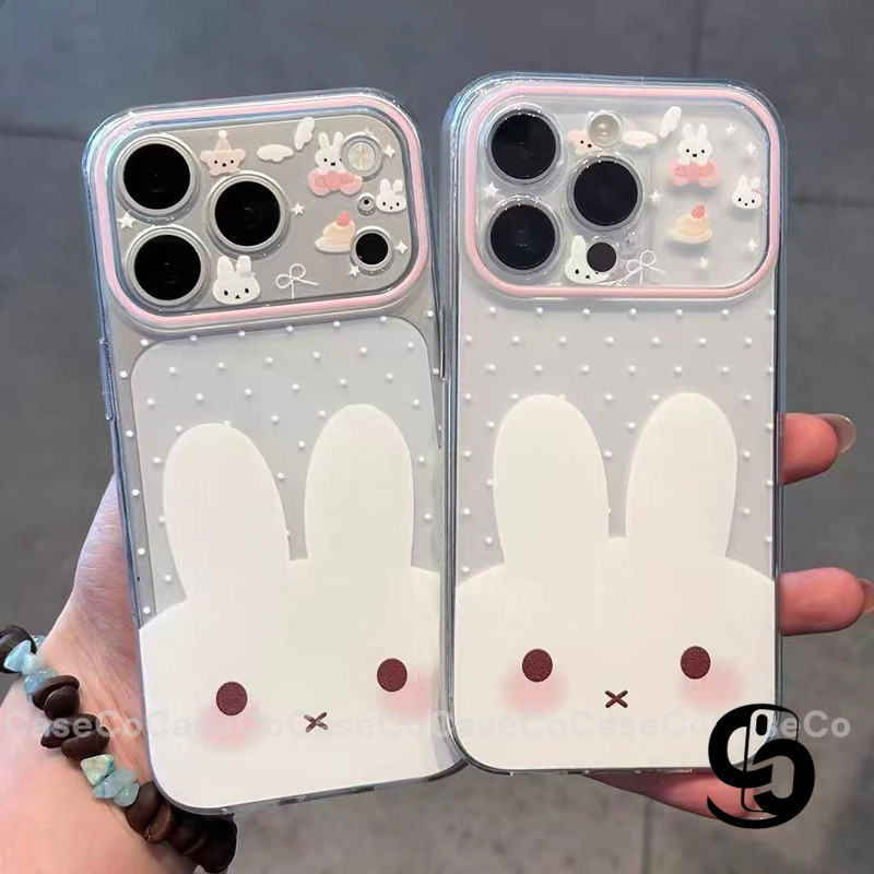 Ốp Lưng Cho Oppo Reno 12F 13 15 14F 15F 14 12 10 5 11 11F 10 12 Pro 8T Vỏ trong suốt Blush Bunny