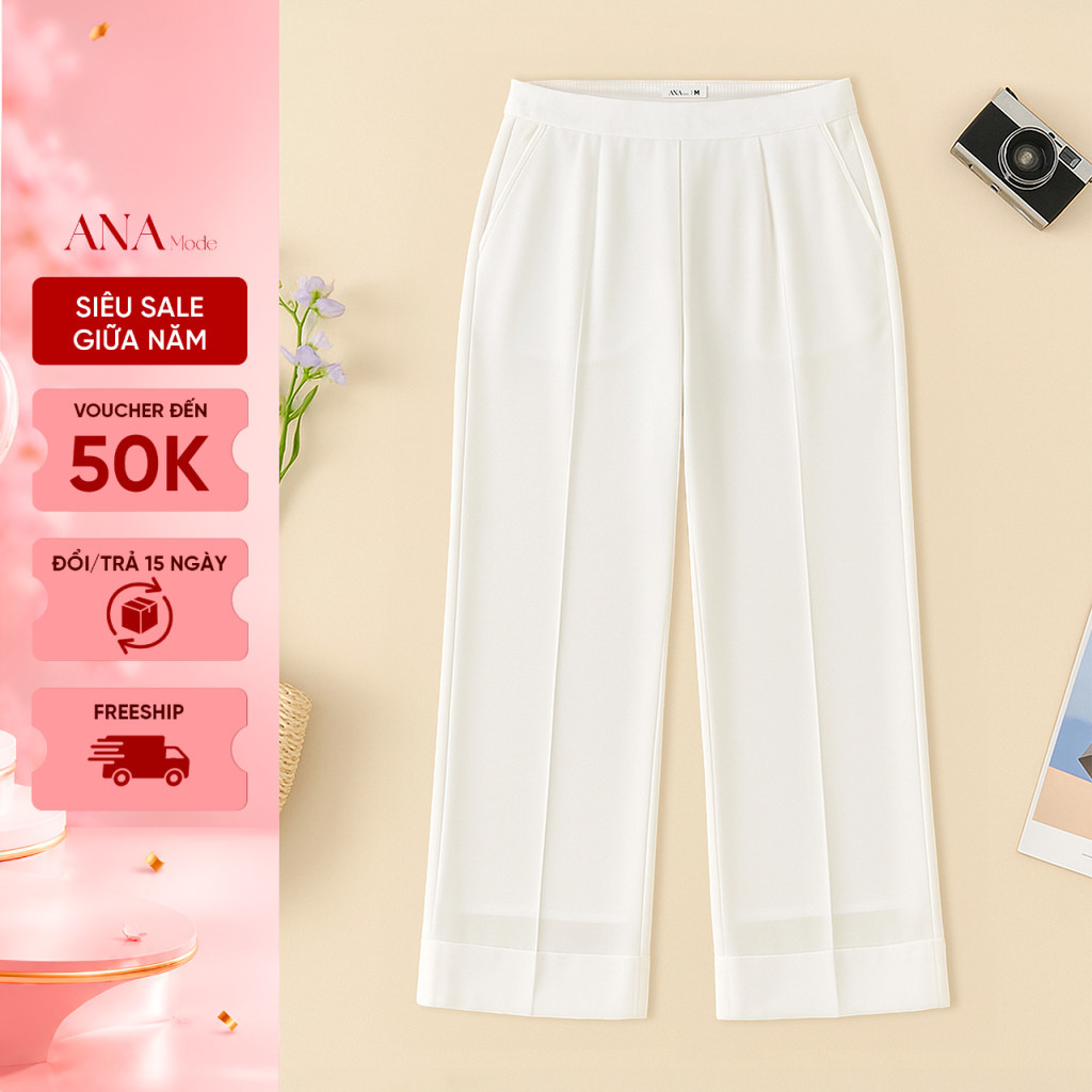 Quần Dài Dáng Suông Trung Niên ANA Mode Chất Liệu Chiffon Mềm Mịn Mát Đi Tiệc Quà Tặng Mẹ QD25CBC13