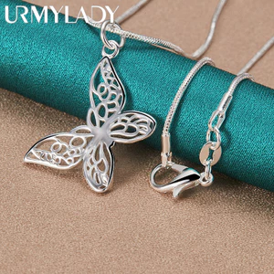 URMYLADY Bạc 925 Bướm 16-30 Inch Mặt Dây Chuyền Vòng Cổ Cho Nữ Thời Trang Cưới Đính Hôn Dự Tiệc Trang Sức