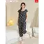 Bộ đồ mặc nhà nữ CARDINA chất liệu lanh áo cộc phối gấu và quần lửng 6BLL05