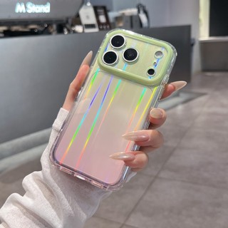 Rainbow Gradient Màu Aurora Sọc Silicon Ốp Lưng Điện Thoại iPhone 17Promax 17Pro 15 16 Pro Max Chống Sốc Nam Nữ Vỏ Di Động