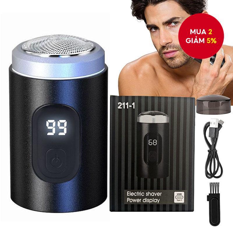 Máy cạo râu điện mini di động với màn hình LCD cho nam - Tông đơ cạo râu sạc lại tiện lợi cho du lịch, món quà hoàn hảo cho Ngày lễ Tình nhân
