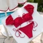 LACYESUK Bộ đồ bơi 3 món, Ruffle với kẹp tóc hoa Bộ đồ Bikini ba mảnh, Bộ đồ bơi chia đôi sành điệu Y2k Quần áo đi biển mùa hè Quần áo mùa xuân nóng bỏng