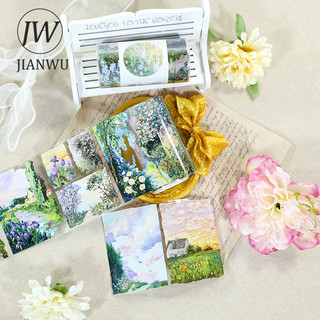 JIANWU 80mm * 200cm Vintage Tranh Thực Vật Hoa Mây Phong Cảnh Chất Liệu Cắt Kéo Thêu Sò PET Băng Tạp Chí Văn Phòng Phẩm