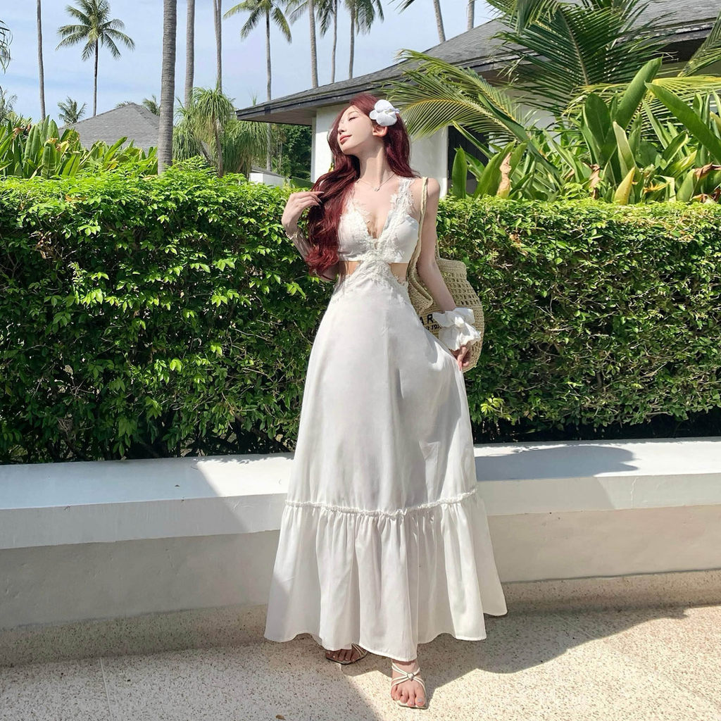 Đầm trắng phối ren mùa hè