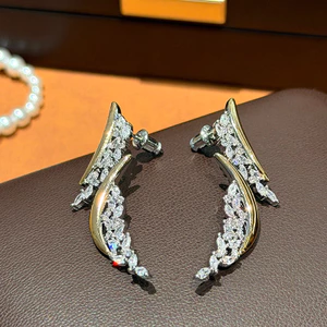 Bông tai sang trọng hoa dài Zircon thanh lịch Hàn Quốc