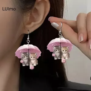 LUImo Thời Trang Acrylic 2D Bông Tai Phẳng Phong Cách Hoạt Hình Động Vật Thiết Kế Mặt Dây Chuyền Bông Tai Cá Tính Phụ Kiện Cho Nữ SBS