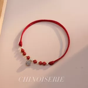 Dây Đỏ Bện Benming Gongling Vòng Chân Nữ Cinnabar Chuông Cổ Mắt Cá Chân Dây Xích