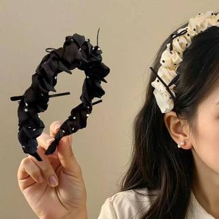 Strongaroetrtomj Vintage Chấm Bi Nơ Nữ Tóc Hoop Cao Cấp Top Phong Cách Công Chúa Băng Đô Quấn Tóc Trang Điểm Hàng Ngày Giặt Phụ Kiện Tóc VN