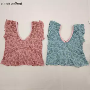 AA Ren V-ne Áo Vest Nhỏ Bay Tay Mùa Hè Ngày Lễ Hàng Ngày Ngọt Ngào Crop Top VN