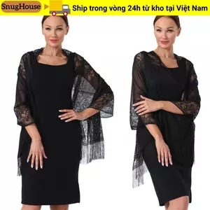 Khăn choàng ren SNUGHOUSE, có tua rua rỗng buổi tối Prom Cape, Áo choàng vải tuyn màu trơn cho nữ