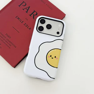 Ốp điện thoại iPhone trứng chiên dễ thương, Kawaii Smiley Egg Ngoài trời nam nữ Vỏ điện thoại di động đa chức năng phù hợp cho thể thao ngoài trời tương thích với iPhone17 16 15 14 13 12 11 pro