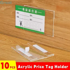 TUYỆT VỜI 10 Cái / bộ Kệ Ký Nhãn, Giá Đựng Thẻ Tự Dính Trong Suốt, Giá Đỡ Thẻ Tên Acrylic Bền Đẹp Siêu Thị