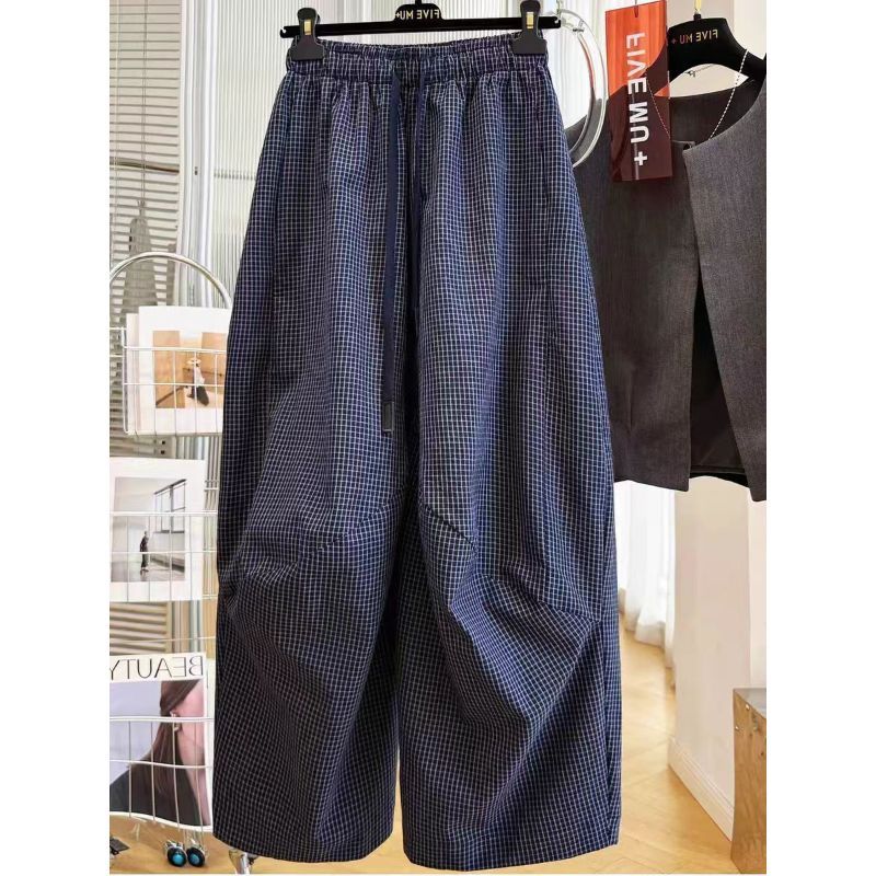 [Giảm giá trong thời gian có hạn] Fat MM Size Lớn Retro Kẻ Sọc Cổ Rộng Quần Dài Mắt Cá Chân, Mùa Hè Rời Phiên Bản Lớn Thẳng Ôm Hơn