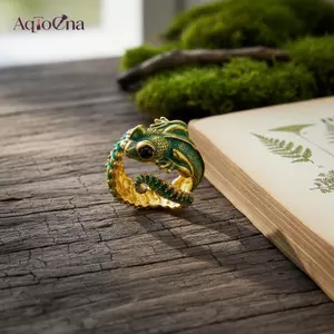 AqToCna Sáng Tạo Ếch Xanh Toad Mở Nhẫn Cho Nữ Thiết Kế Thẩm Mỹ Cá Dễ Thương Hình Động Vật Có Thể Điều Chỉnh Nhẫn Ngón Tay Trang Sức Dự Tiệc AqToCna