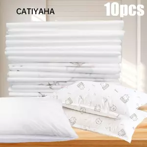 CATIYAHA 10 Cái / bộ Vỏ Gối Khách Sạn, Vỏ Gối Dùng Một Lần In Hình Mèo Con, Di Động Thoáng Khí Không Vệ Sinh Vỏ Gối Du Lịch Chống Bẩn