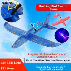 Máy bay ném tay SMILE, 3 màu có đèn LED Máy bay tạo bọt điện, Máy bay bay bay tự động tạo bọt EPP