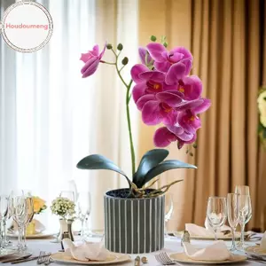 Houdou Lụa Bướm Phong Lan Hoa Nhân Tạo Cây Cảnh Phong Lan Phalaenopsis Chậu Hoa Nhà Trang Trí Đám Cưới Sắp Xếp Cây Giả VN