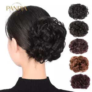 PNPIA- Hoa Bud Head Tóc Giả Vuốt Kẹp Trong Tóc Cho Nữ Lộn Xộn Xoăn Ngắn Tổng Hợp Tóc Chignon Donut Con Lăn
