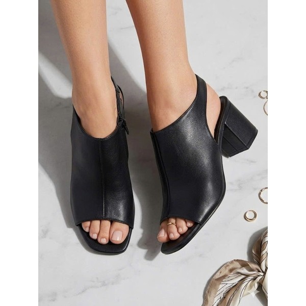 Giầy Sandal Nữ Cao Gót Da Xịn Phân Đế Vuông Mũi Vuông Hở Ngón Ôm Chân Cá Tính Sang Trọng