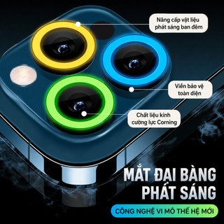 Kính cường lực bảo vệ camera, kiểu dạ quang,chống trầy xước, chống mài mòn,dùng cho iPhone 17 16 15 14 13 12 11 Pro Max