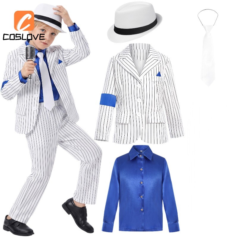 Trẻ Em Micheal Jackson Trắng Phù Hợp Với Khiêu Vũ Cosplay Quần Áo Trọn Bộ Trang Phục Trang Phục Cho Người Phụ Nữ Trình Diễn Sân Khấu Cosplay
