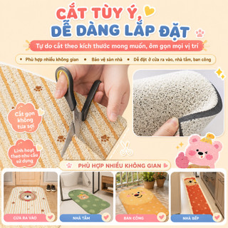 Thảm Chùi Chân Sợi Rối PVC Chống Trượt Hoạt Hình, Thảm Cửa Ra Vào Giữ Bụi Cát Dễ Vệ Sinh 40x60cm