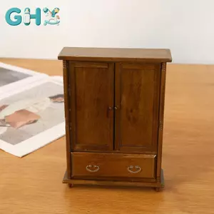 GHX 1 / 12 Nhà Búp Bê Thu Nhỏ Cửa Đôi Tủ Quần Áo Mô Hình Tủ Búp Bê Tủ Nội Thất Trang Trí Micro Cảnh Đạo Cụ Xây Dựng VN