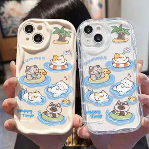 Ốp Lưng Cho VIVO Y03 Y02 Y19S Pro Y16 Y02S Y15S Y15A Y01 Y17 U10 Y22 Y22S Y21 Y20 Y12S Y12A Y36 Y27 V60 V50 Lite Kem Sóng Cong Edge Motif Mùa Hè NYK140