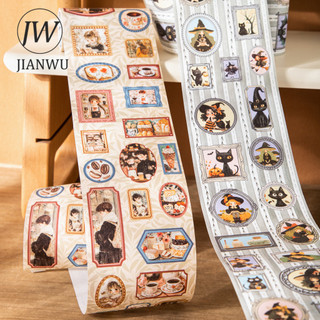 JIANWU 80mm * 200cm Vintage Nhân Vật Hoa Ảnh Phong Cảnh Chất Liệu Cắt Kéo Thêu Sò Băng Washi Sáng Tạo Tạp Chí Văn Phòng Phẩm