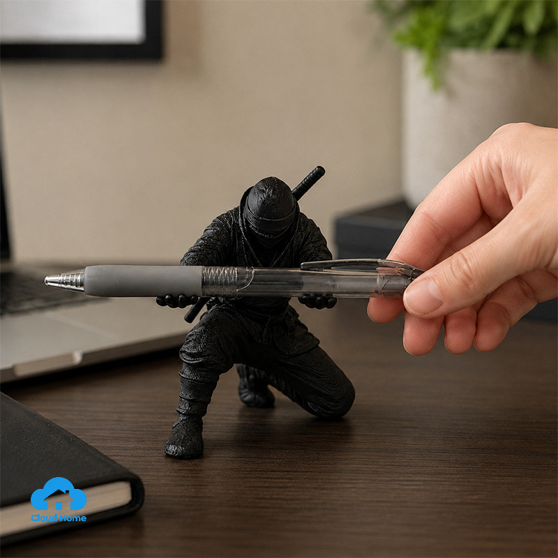 🌤️COD🌤️Tượng Ninja 3D cầm bút – Giá đỡ bút trang trí bàn học/bàn làm việc