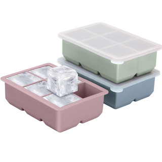 khuôn đá lớn khay đông silicone có nắp khay đá chất lượng cao cấp thực phẩm đá vuông lớn đông nhanh dễ lấy khuôn 4 ô 6 ô 8 ô 3 màu dùng gia đình quán cà phê