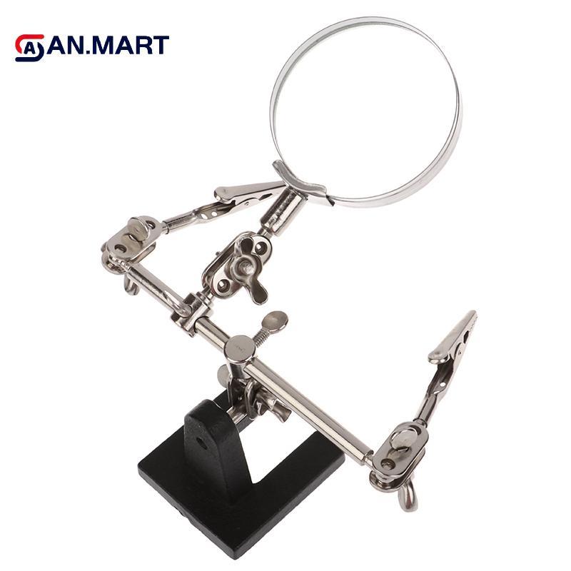 AN.MART Giúp dụng cụ cầm tay thứ ba Giá đỡ hàn với kính lúp hàn 5X 2 Kẹp cá sấu Xoay 360 độ Công cụ sửa chữa Adju VN