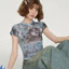 Milyfashion Retro Gạc Hoạt Hình In Hình Áo Thun Ngắn Tay Mùa Hè Phong Cách Mới Slim-Fit Slimmer Nhìn Ngắn Top baby tee Y2K MYR5