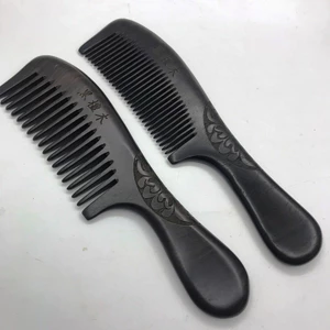 10-20CM Cao Cấp Gỗ Mun Tự Nhiên Lược Cao Cấp Nguyên Gỗ Mịn Răng Thô Răng Rộng Răng Tay Cầm Răng Sâu Khắc SFZJ