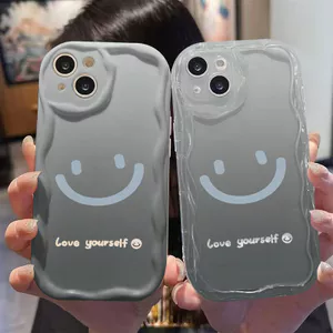 Ốp Lưng Cho Samsung Galaxy S26 S25 S24 S23 S21 S22 Plus Ultra 20 FE J7 Prime A03 A03S A02 A02S M02 A12 M12 A20 A30 Kem Vồng Cong Edge Motif Blue Smile NYK210
