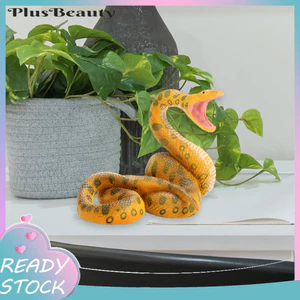 < Pluscloth > Mô hình Python Bức tượng thu nhỏ thực tế PVC Mô hình rắn Giả mạo Đồ chơi lừa giống như thật Tượng rắn khổng lồ Mô hình động vật bò sát hoang dã Quà tặng Halloween
